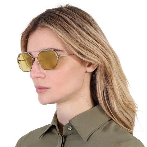 Fendi Gold Mirror Geometric Ladies Sunglasses 